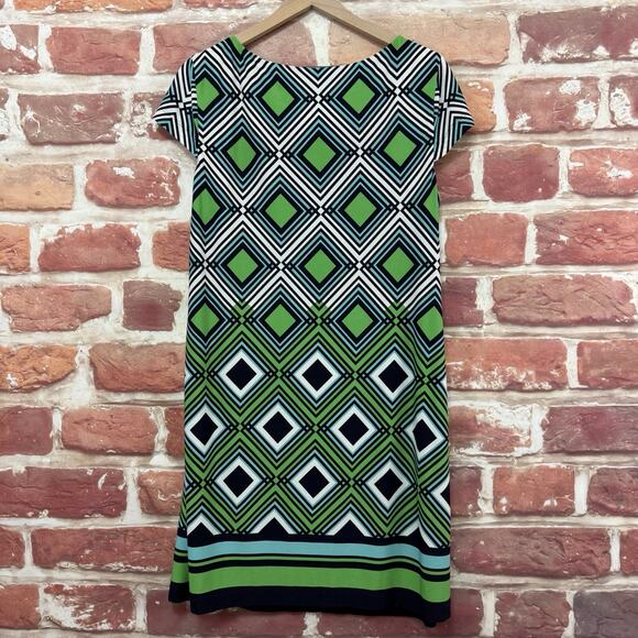 Jessica Howard Dress Womens Large Multicolor Retro Diamond Striped Casual Career - Picture 2 of 8